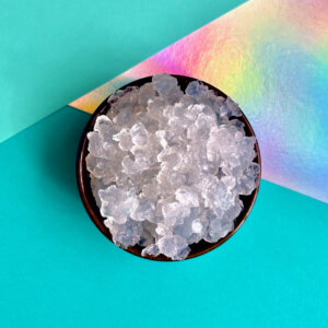 Beautiful bowl of translucent water kefir grains in front of a lovely background.